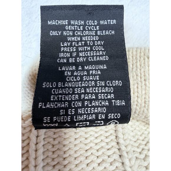 Polo Jeans Ralph Lauren Vintage 1/4 Zip Ribbed Knit Sweater Cotton XL Cream - Picture 9 of 12